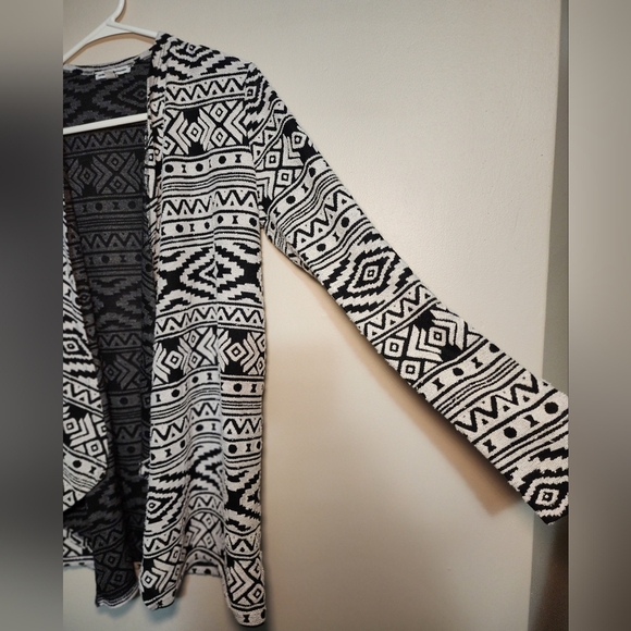 Geometric Print Cardigan‎ Open Front Duster Lightweight Sweater - Picture 4 of 7